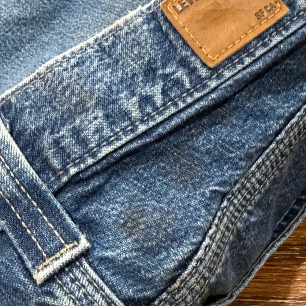 Levis Kids Size 14 Regular Carpenter Denim Shorts Blue Medium Wash - STAIN
